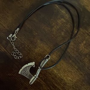 Nordic Men’s Necklace Unisex Skyrim Axe Ax Medieval DnD Gamer Gift Viking Celtic